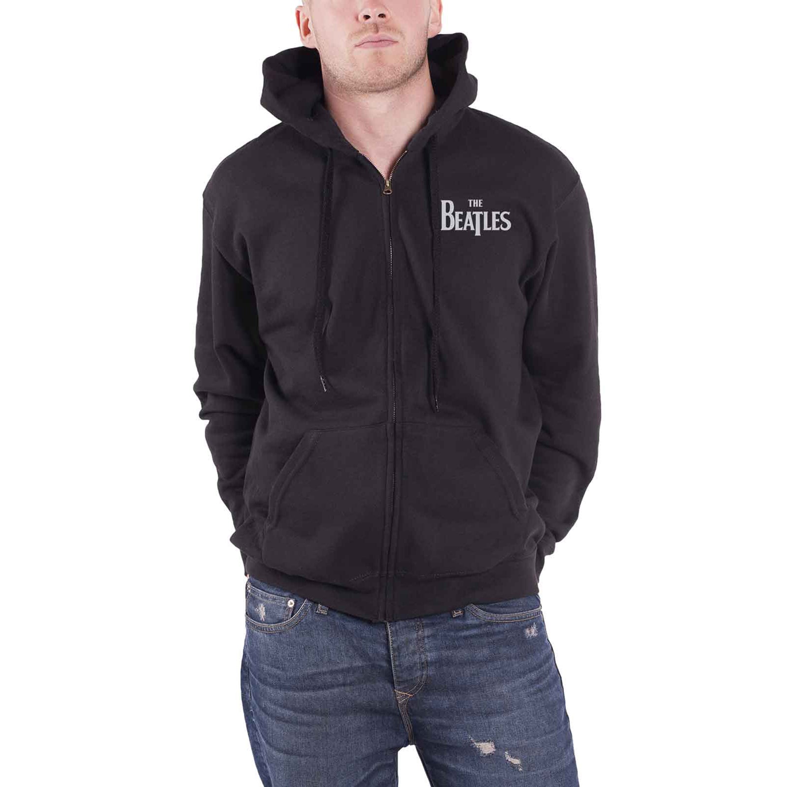 BEATLES, THE - DROP T LOGO - Zipped Hoodie Black (Back Print)