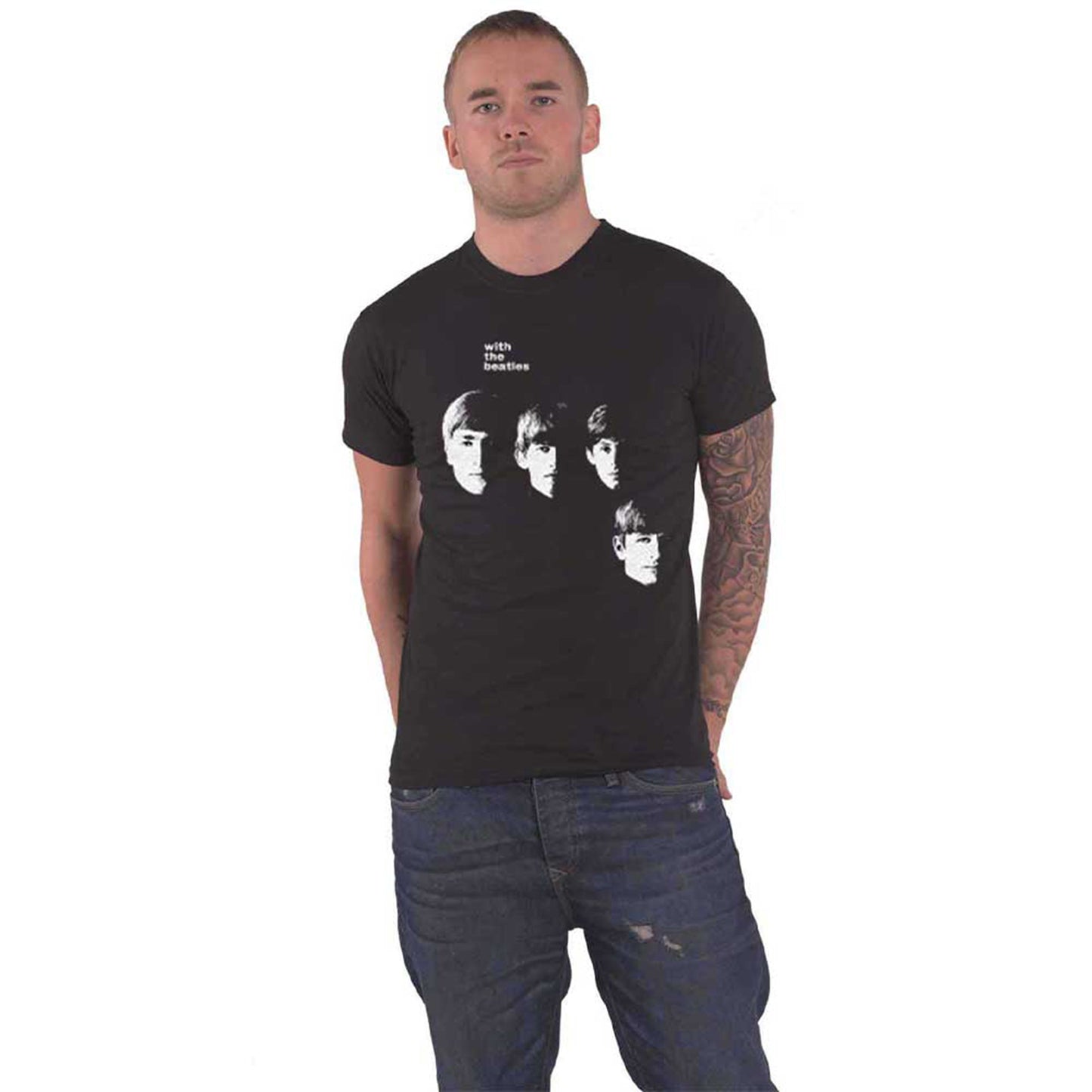BEATLES, THE - VINTAGE WITH THE BEATLES - Maglietta nera (retro stampa)