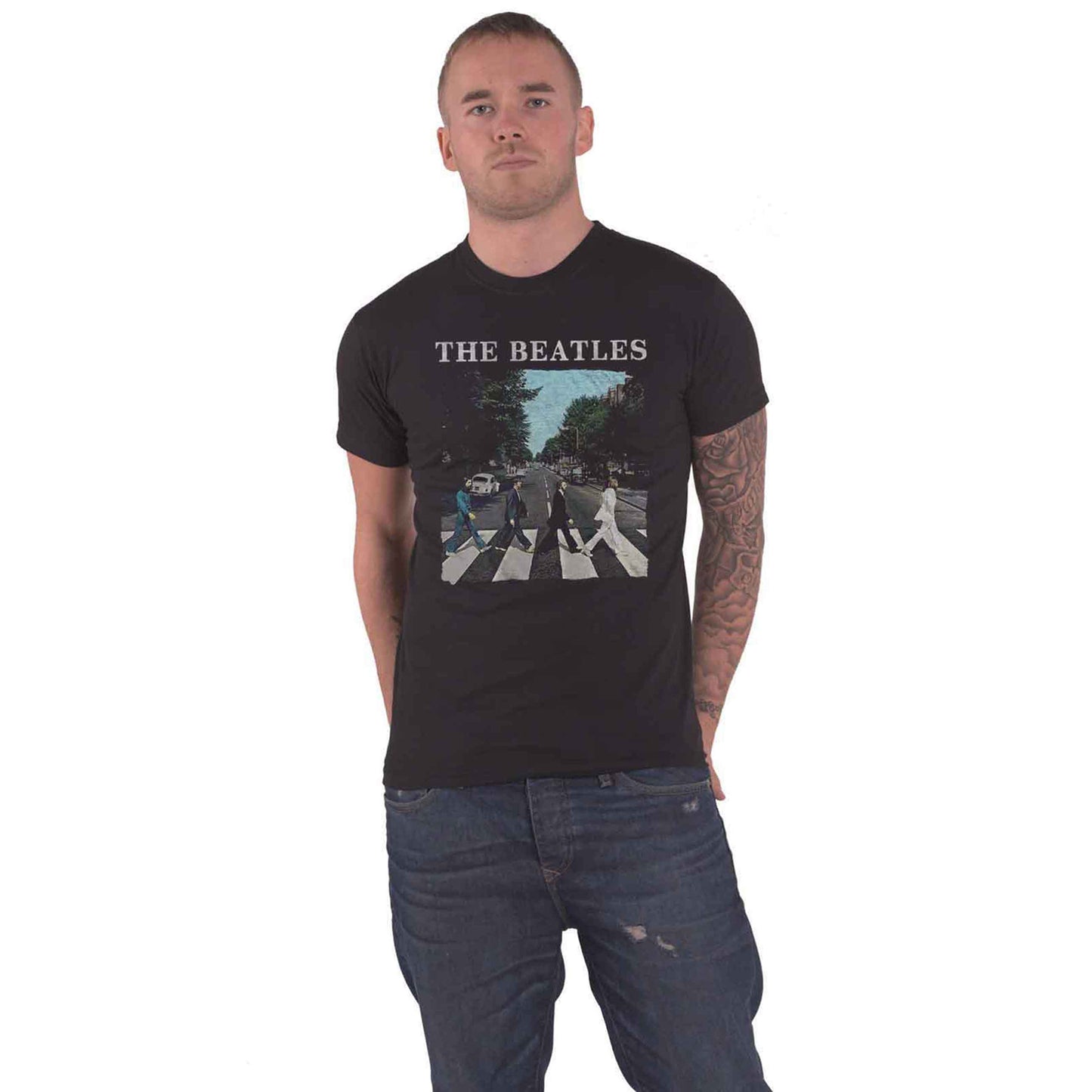 BEATLES, THE - ABBEY ROAD & LOGO - Maglietta nera