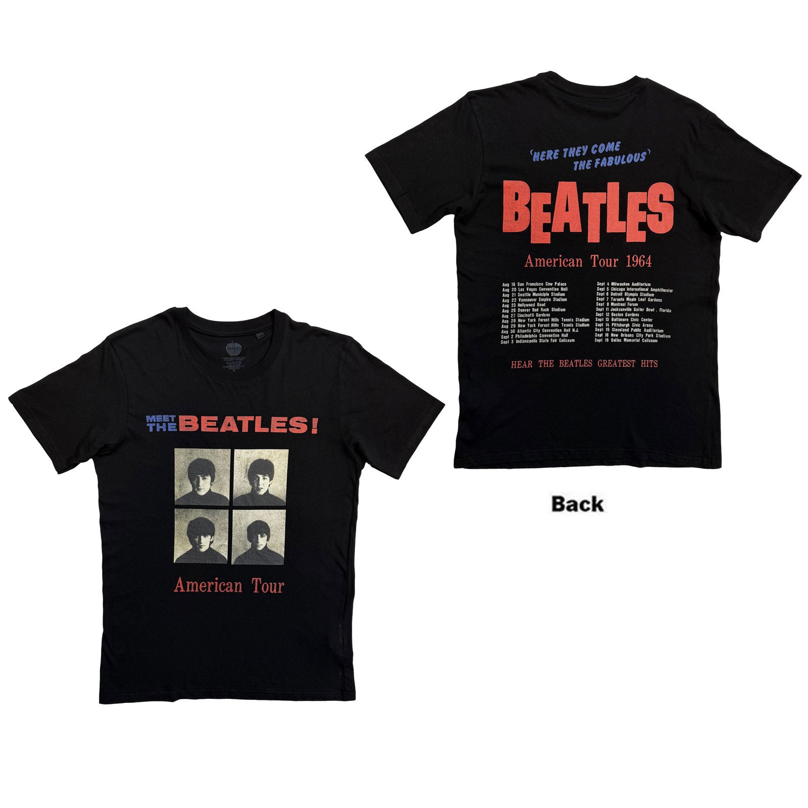 BEATLES, THE - AMERICAN TOUR 1964 - T-Shirt Black (Back Print)