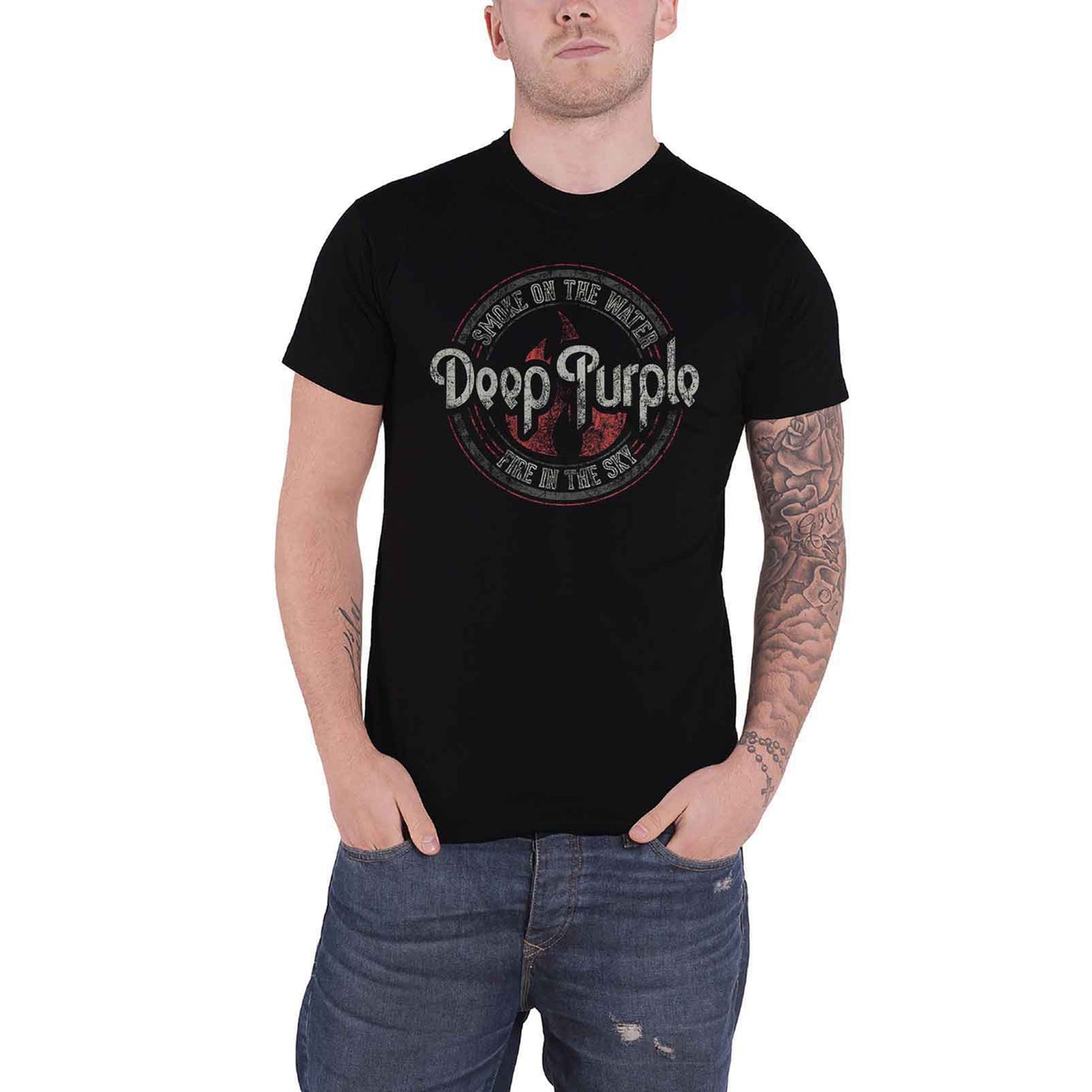 DEEP PURPLE - SMOKE CIRCLE - T-Shirt Black