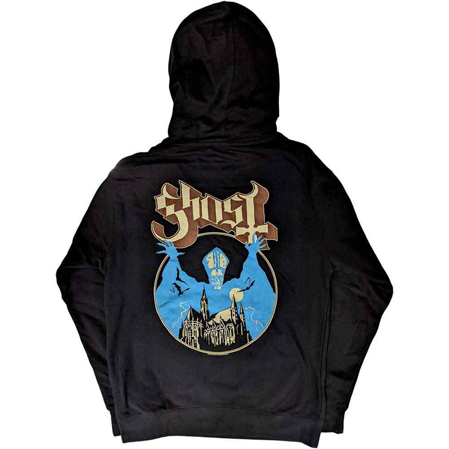 GHOST - POCKET LOGO & OPUS - Pullover Hoodie Black (Back Print)