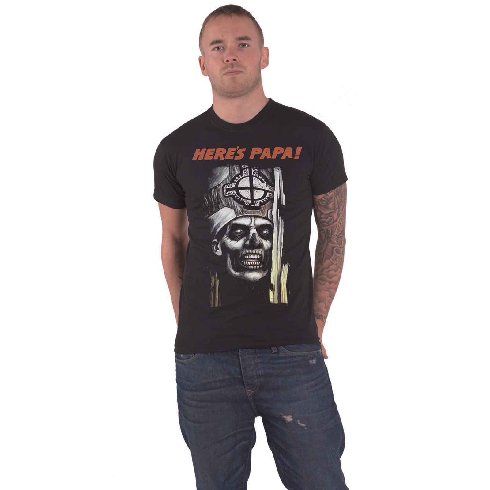 GHOST - HERE'S PAPA - T-Shirt Black
