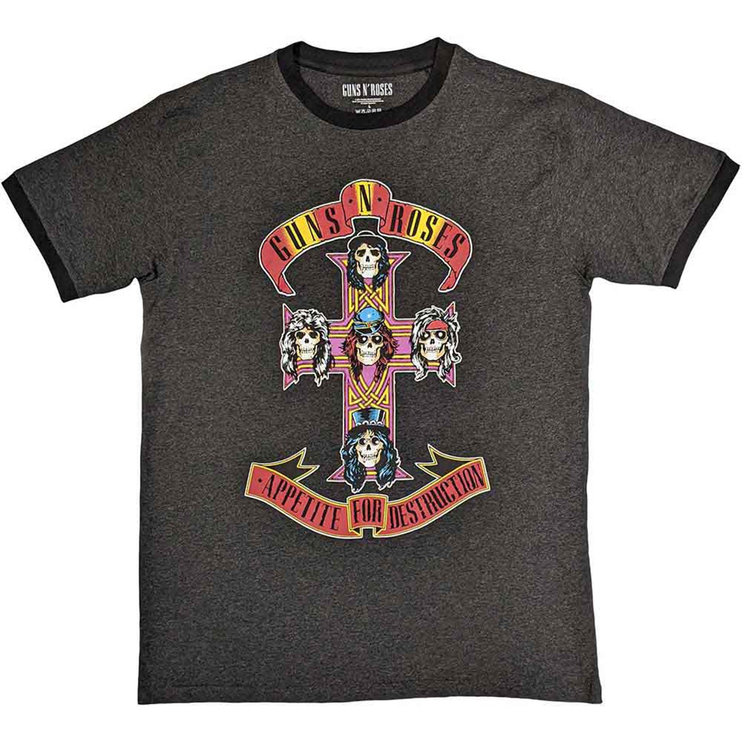 GUNS N ROSES - APPETITE FOR DESTRUCTION - Ringer T-Shirt Grey