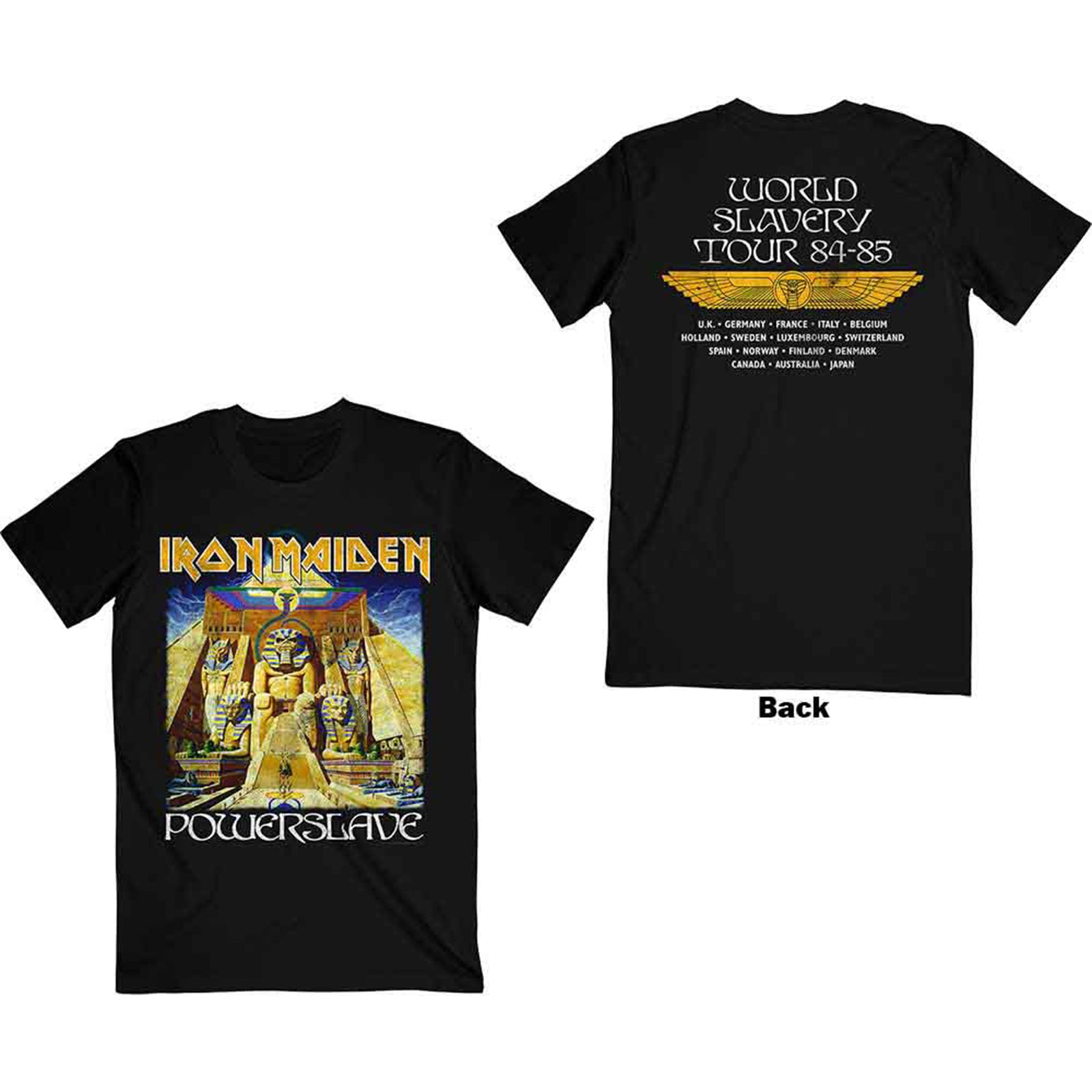 IRON MAIDEN - POWERSLAVE WORLD SLAVERY TOUR - T-Shirt Black (Back Print)