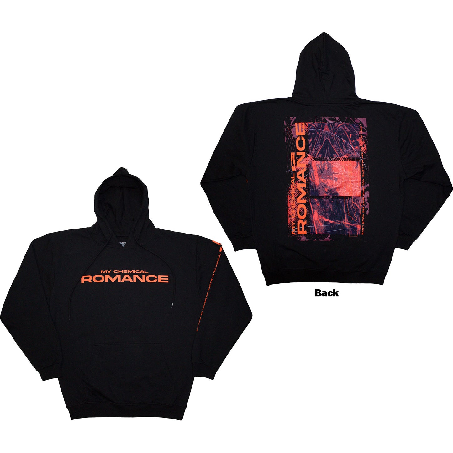 MY CHEMICAL ROMANCE - ROMANCE BULLETS - Pullover Hoodie Black (Back Print)