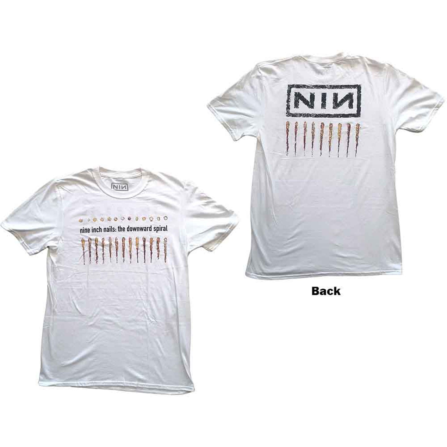 NINE INCH NAILS - DOWNWARD SPIRAL - T-Shirt White (Back Print)