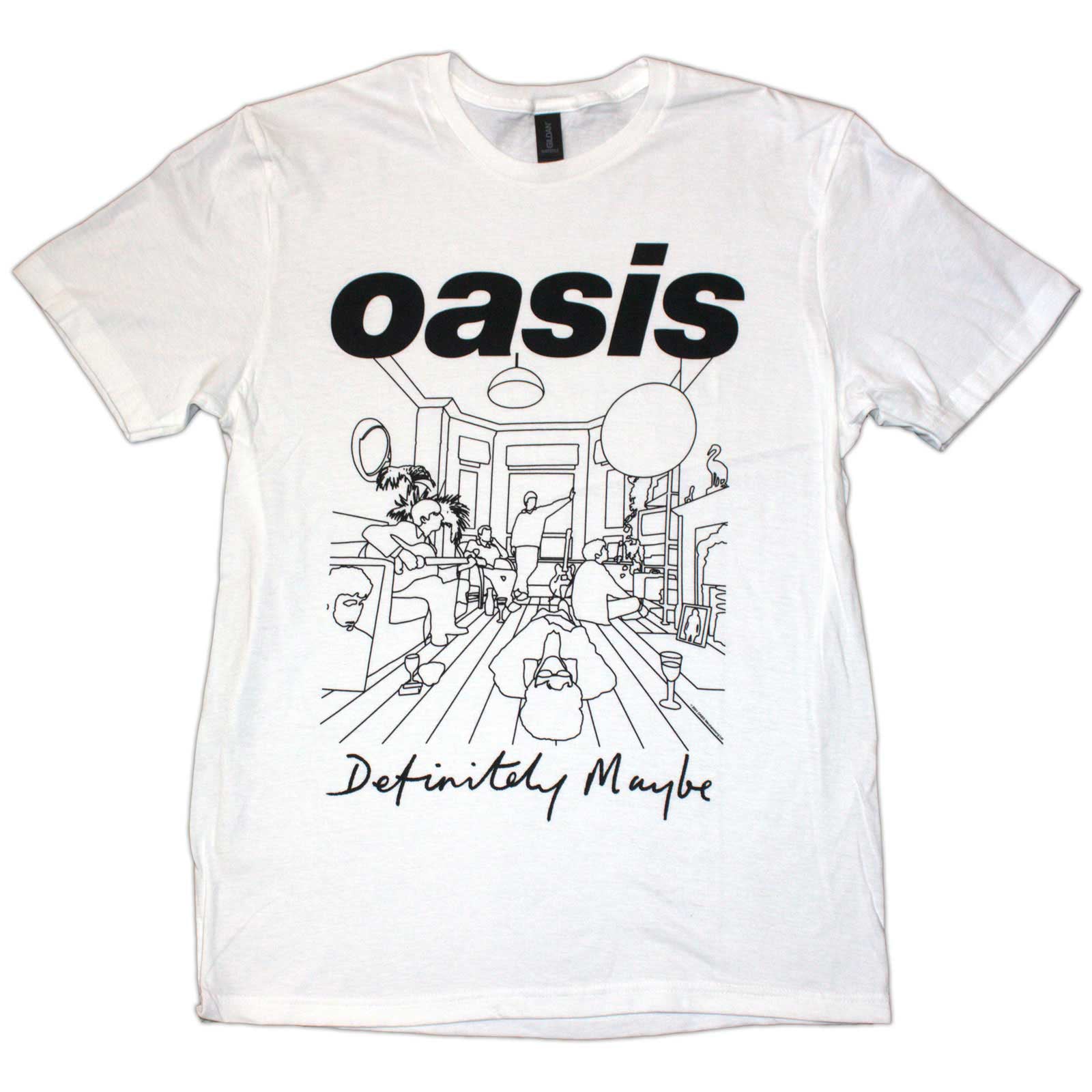 OASIS - DEFINITELY MAYBE LINE DRAWING - T-Shirt White