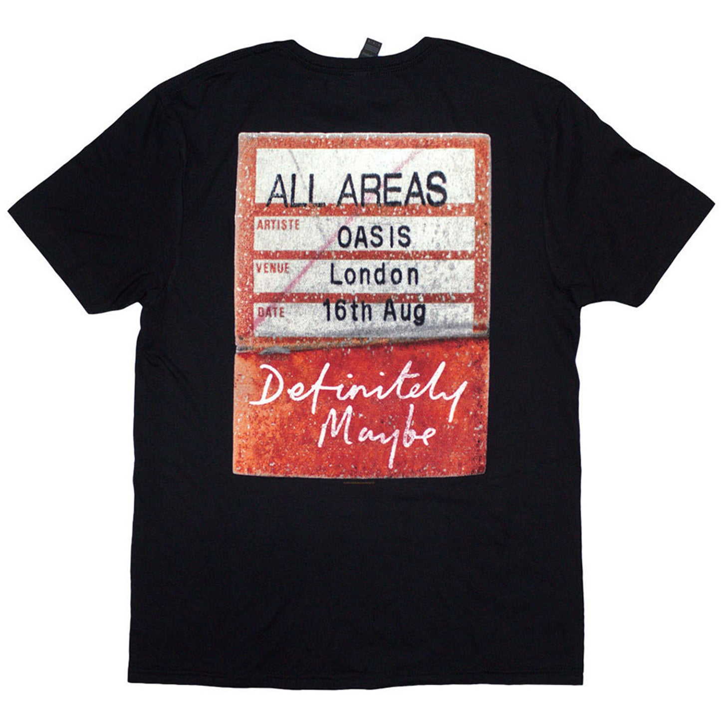 OASIS - DEFINITELY MAYBE AAA PASS - T-Shirt Black (Back Print)
