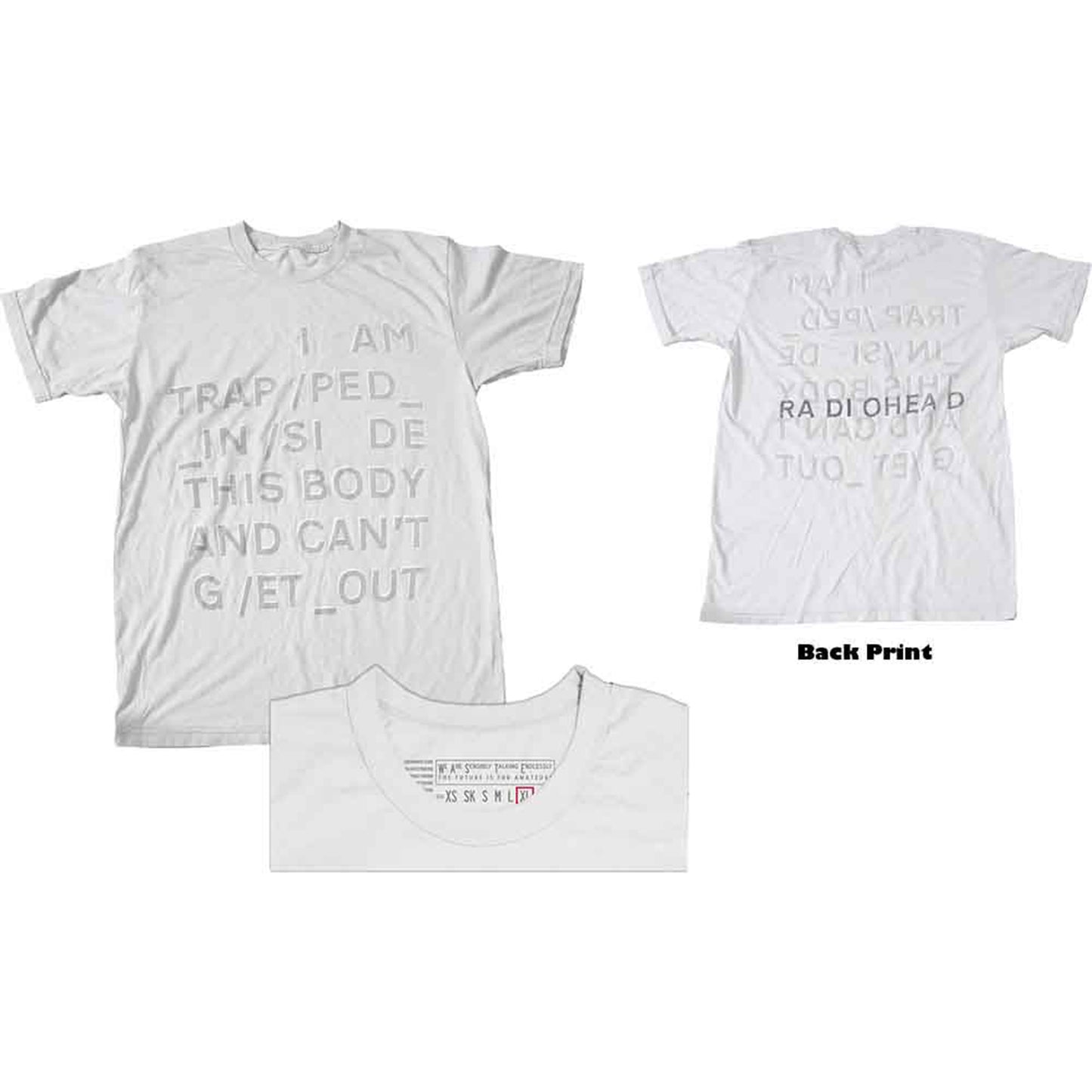 RADIOHEAD - TRAPPED - T-Shirt White (Back Print)