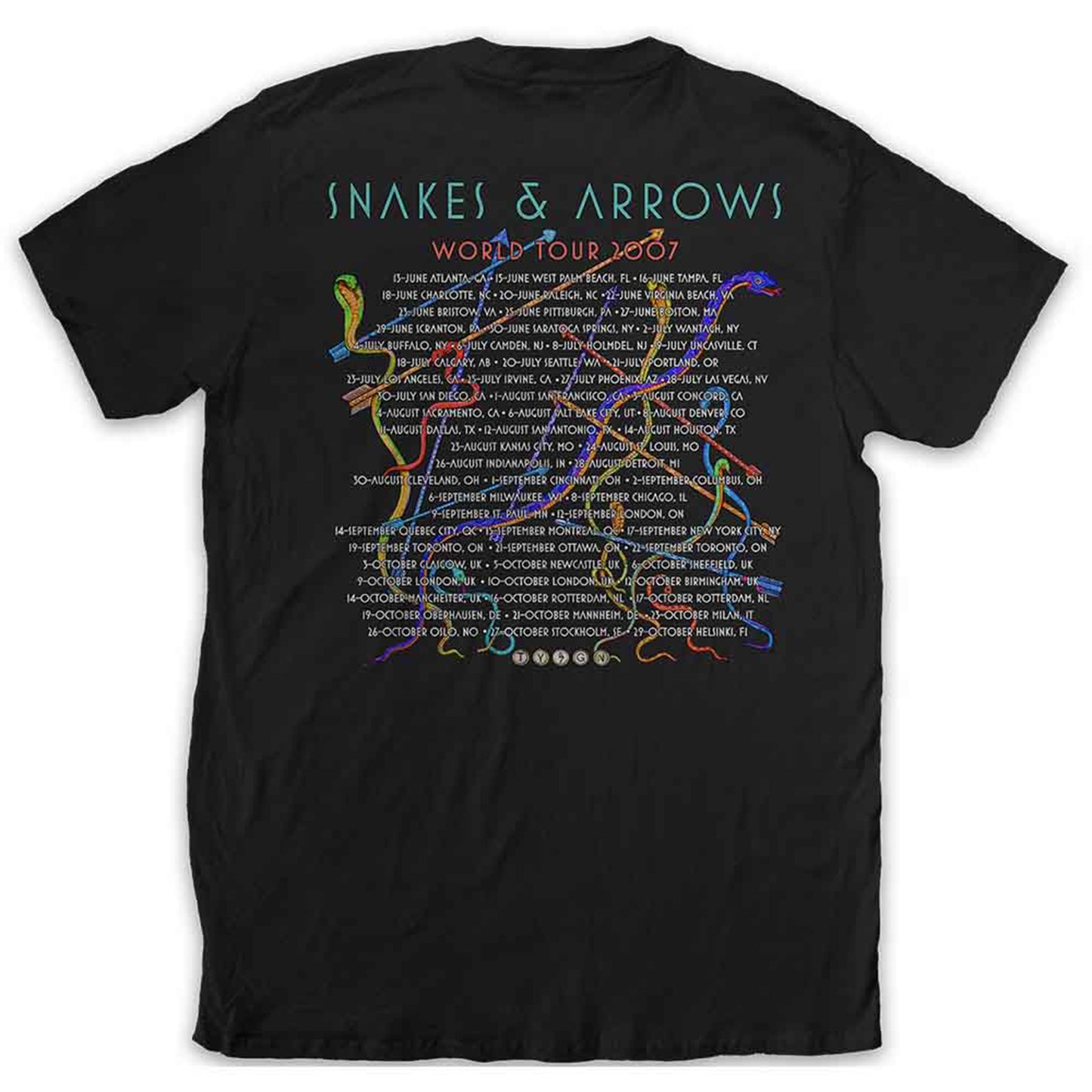 RUSH - SNAKES & ARROWS TOUR 2007 - T-Shirt Black (Back Print)