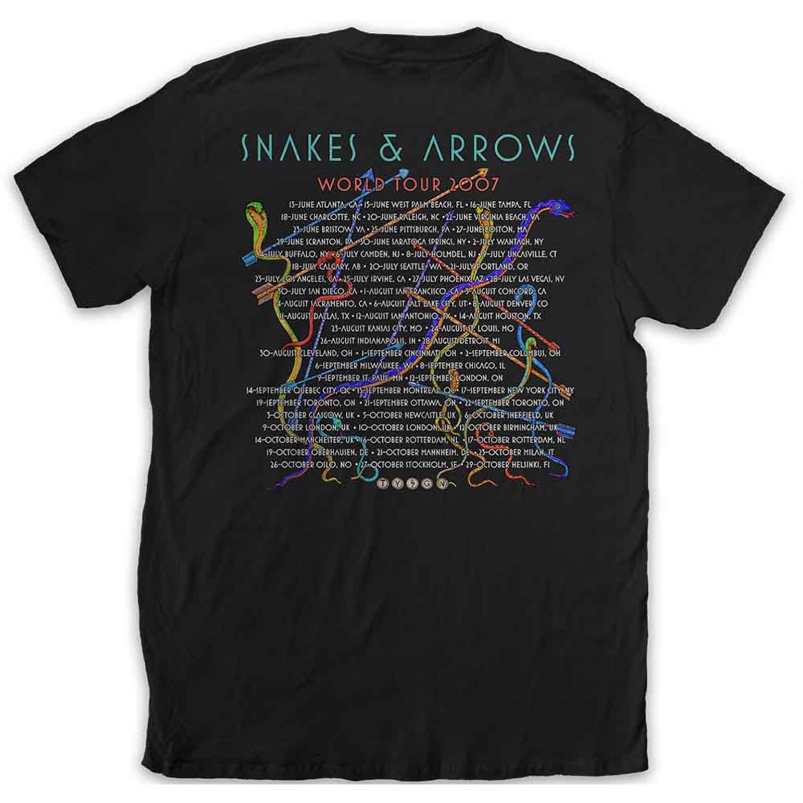 RUSH - SNAKES & ARROWS TOUR 2007 - T-Shirt Black (Back Print)