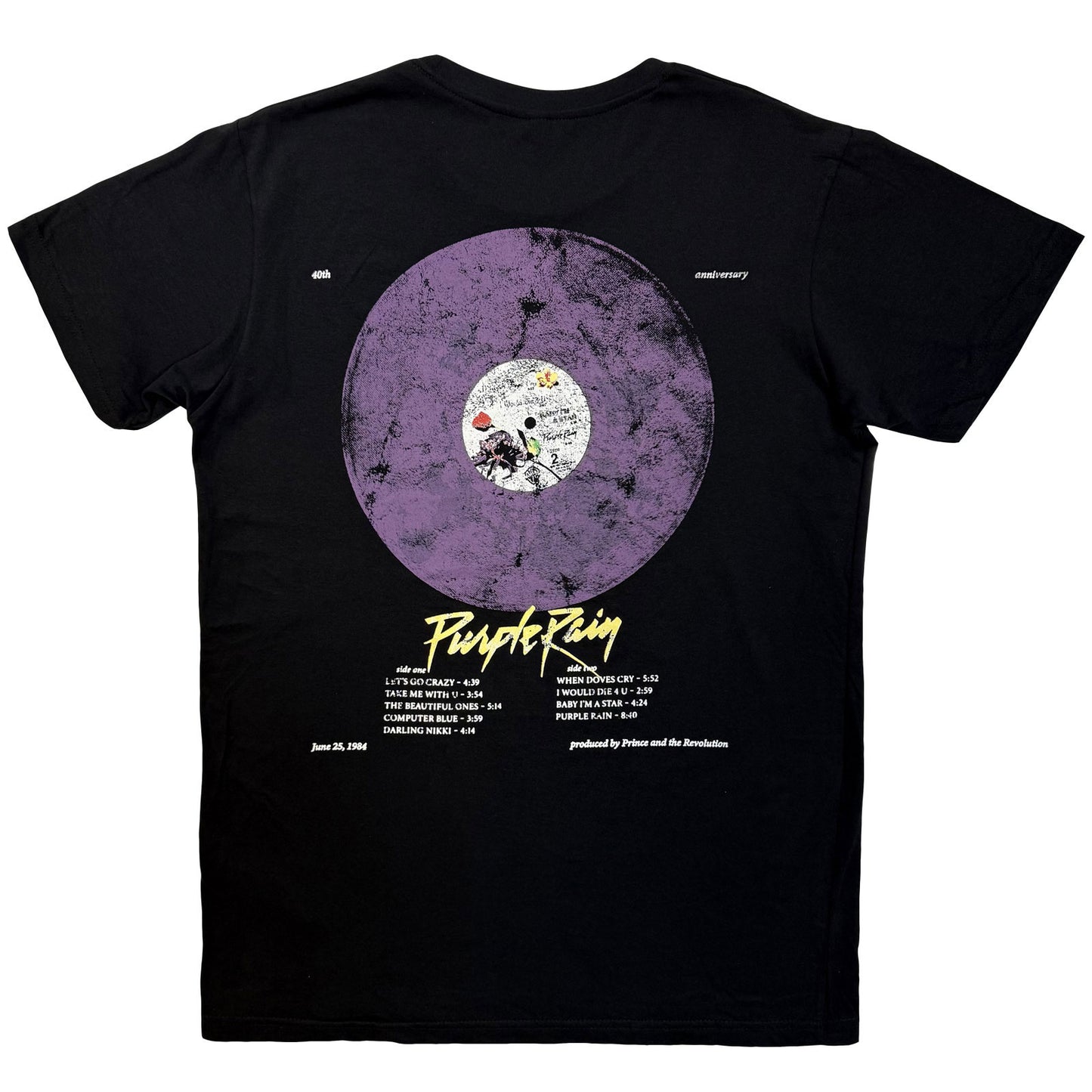 PRINCE - PURPLE RAIN 40TH ANNIVERSARY - Maglietta Carbon Black (Back Print)