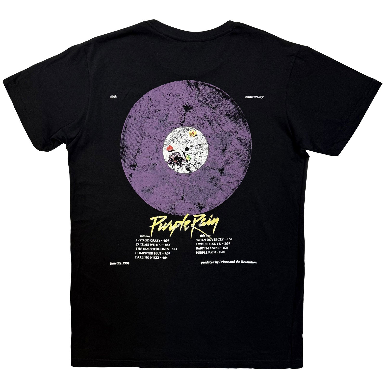 PRINCE - PURPLE RAIN 40TH ANNIVERSARY - Maglietta Carbon Black (Back Print)