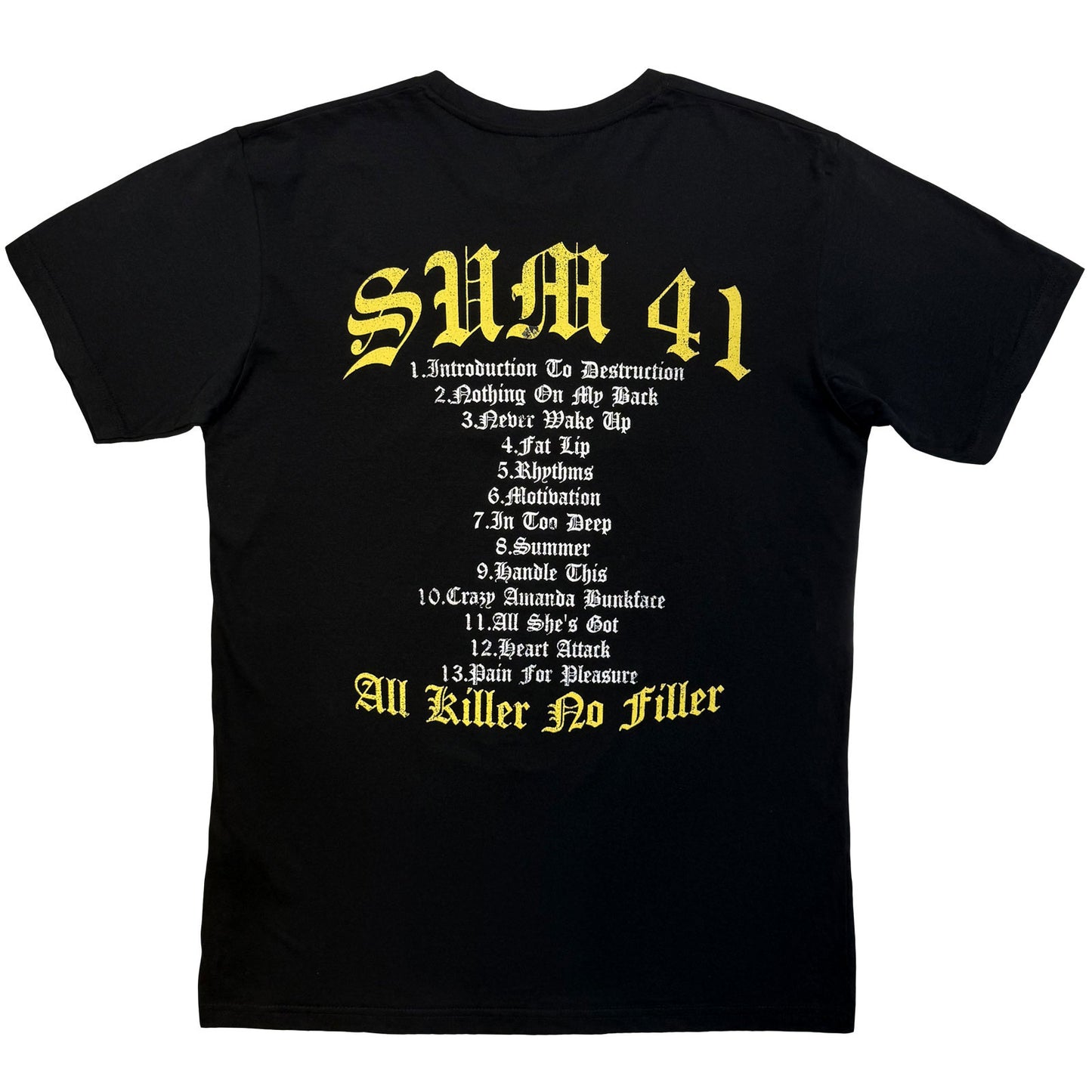 SUM 41 - ALL KILLER NO FILLER TRACKLIST - Maglietta Carbon Black (Back Print)