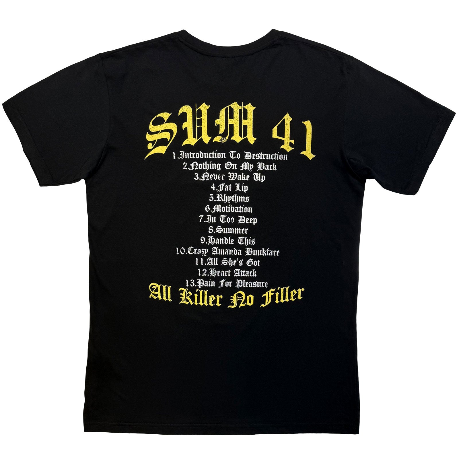 SUM 41 - ALL KILLER NO FILLER TRACKLIST - Maglietta Carbon Black (Back Print)