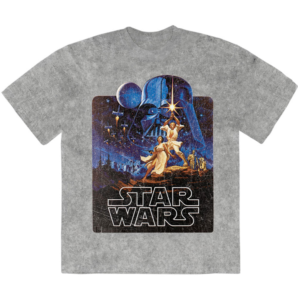 STAR WARS - LUKE & LEIA POSE - Stone Wash T-Shirt Grey