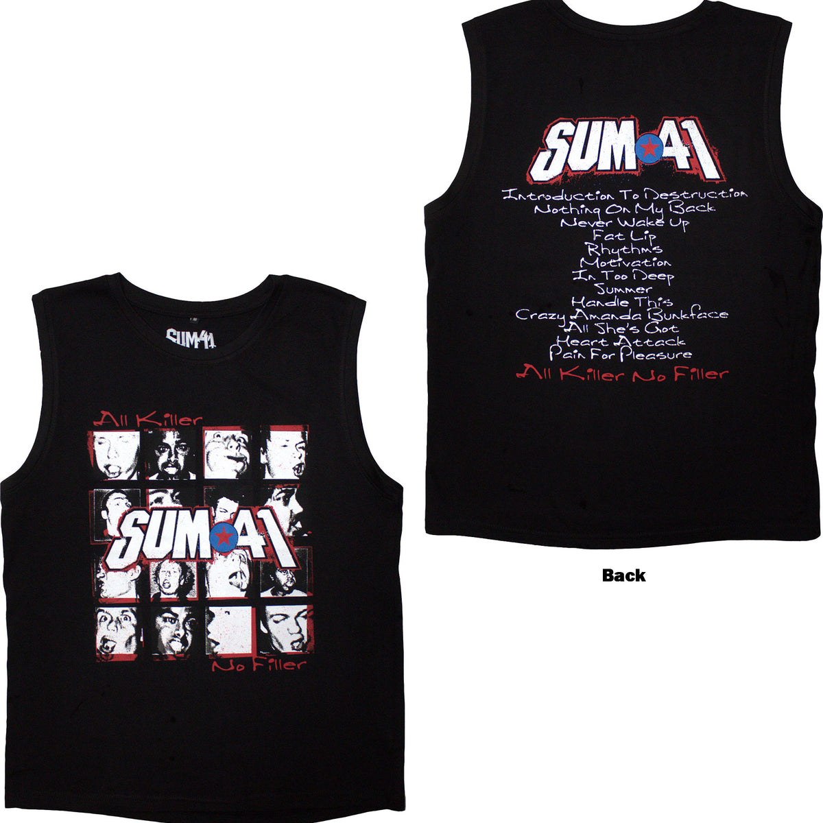 SUM 41 - ALL KILLER NO FILLER TRACKLIST - Tank T-Shirt Black