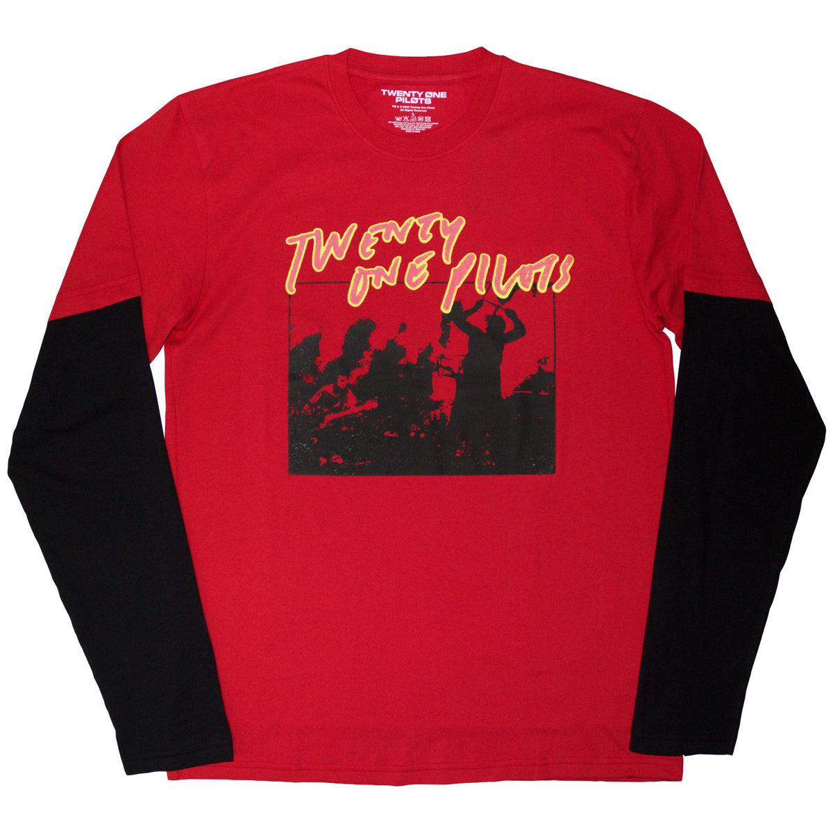 TWENTY ONE PILOTS - LIVE SCRIBBLE - Layered Long Sleeve T-Shirt Red, Black