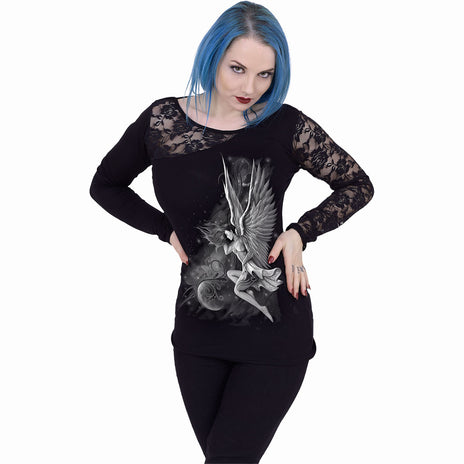 LUCID DREAMS - Top monospalla in pizzo nero