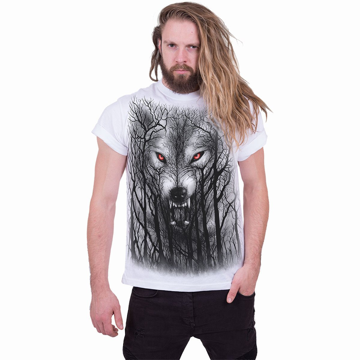 FOREST WOLF - T-Shirt White - Spiral USA