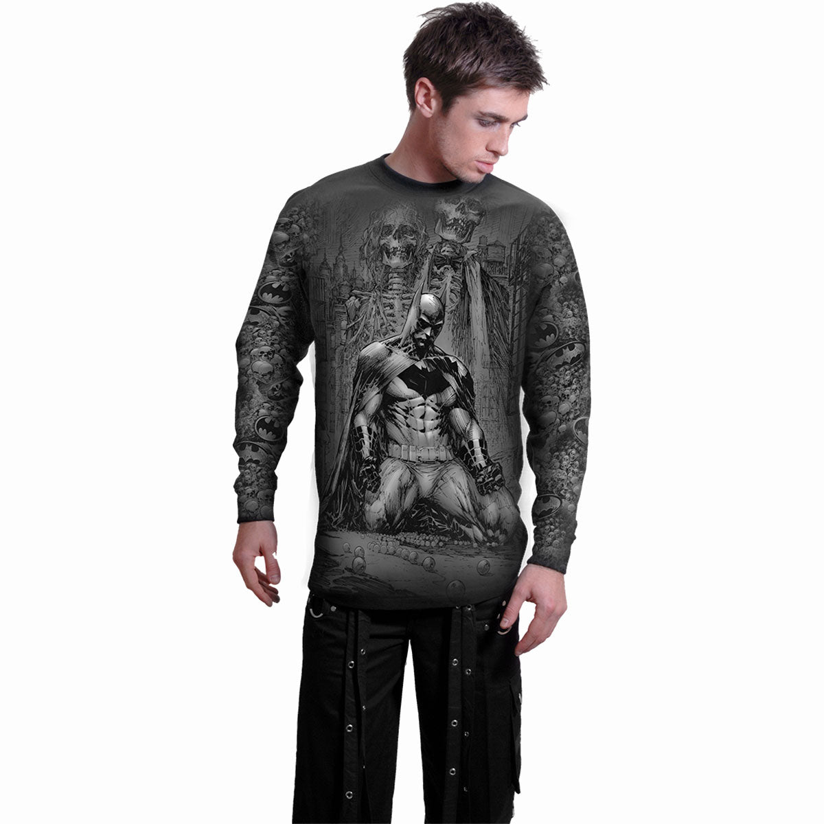 BATMAN - VENGEANCE WRAP - Maglietta a manica lunga con motivo floreale nero