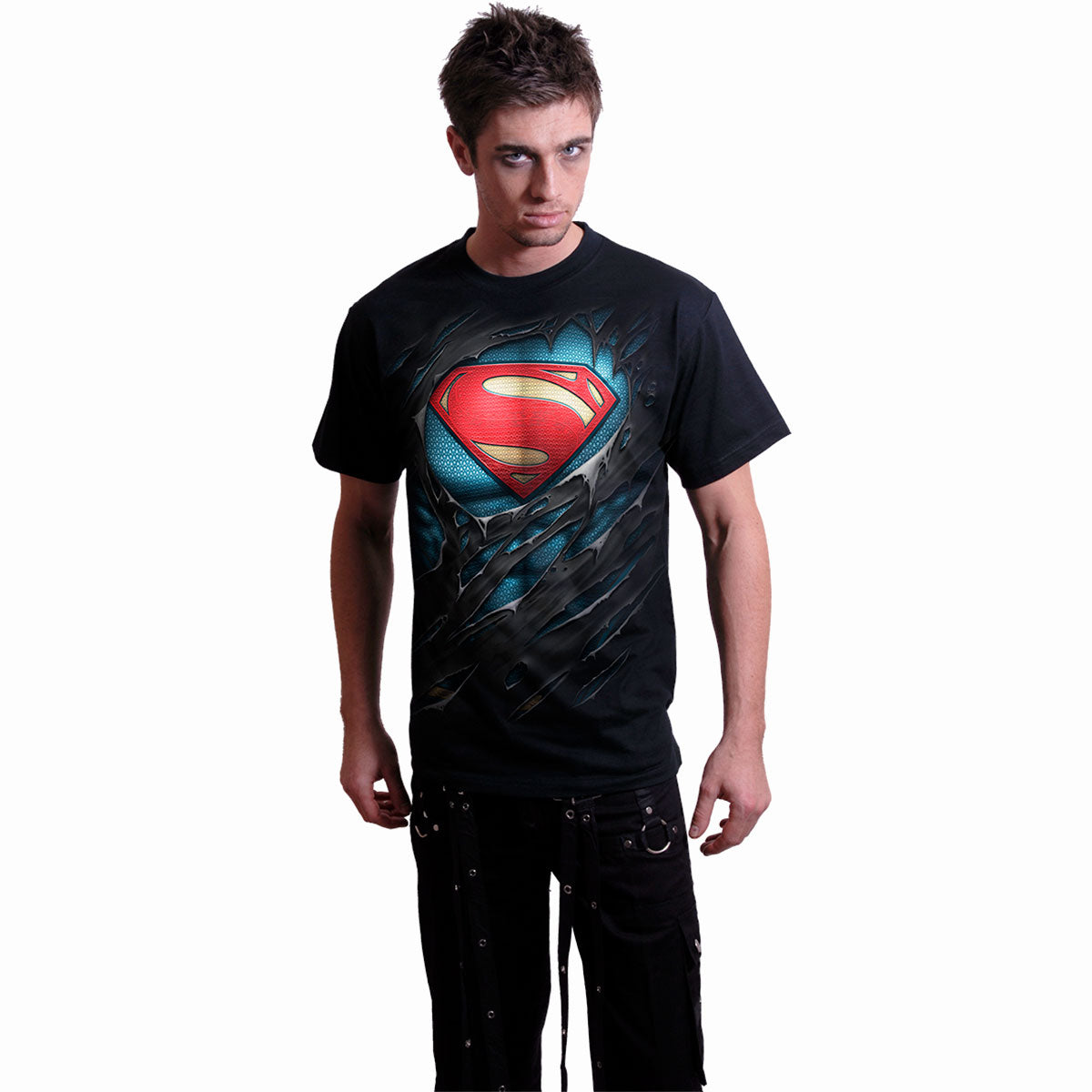 SUPERMAN - RIPPED - Maglietta nera