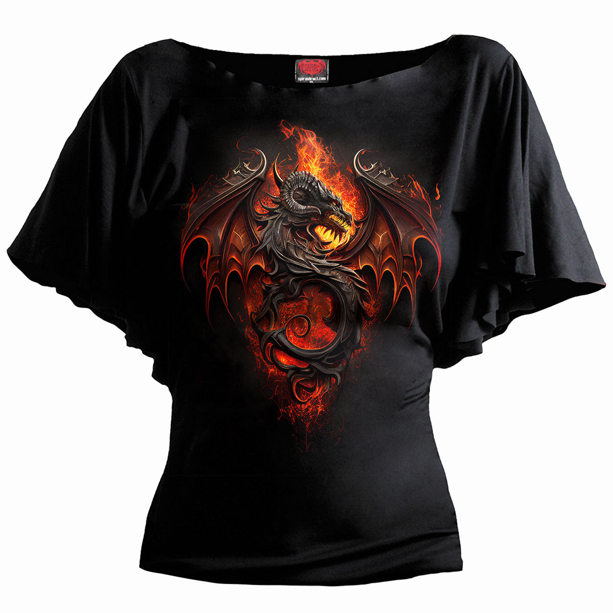 INFERNAL DUEL - Boat Neck Bat Sleeve Top Black