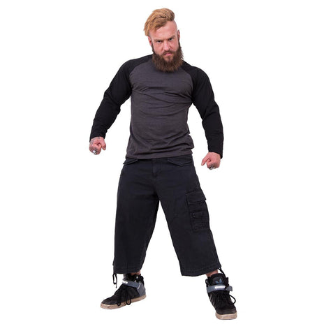 METAL STREETWEAR - Pantaloncini Cargo Vintage 3/4 lunghi neri