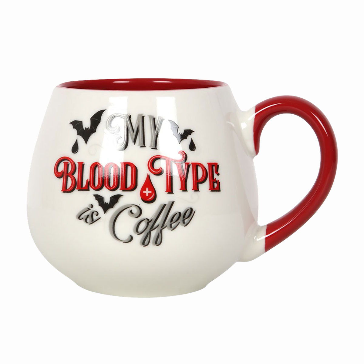 MY BLOOD TYPE IS COFFEE - Tazza arrotondata bianca