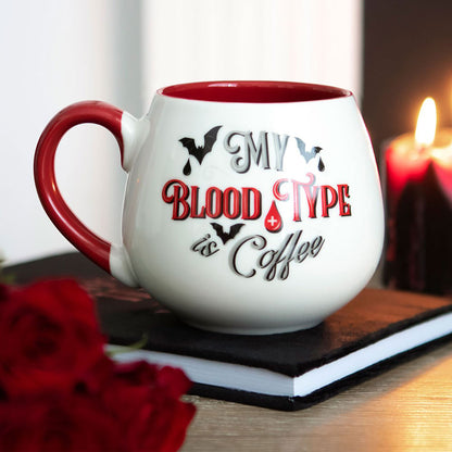 MY BLOOD TYPE IS COFFEE - Tazza arrotondata bianca