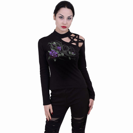 TRIBAL ROSE - Top a maniche lunghe con spalla a pentagramma