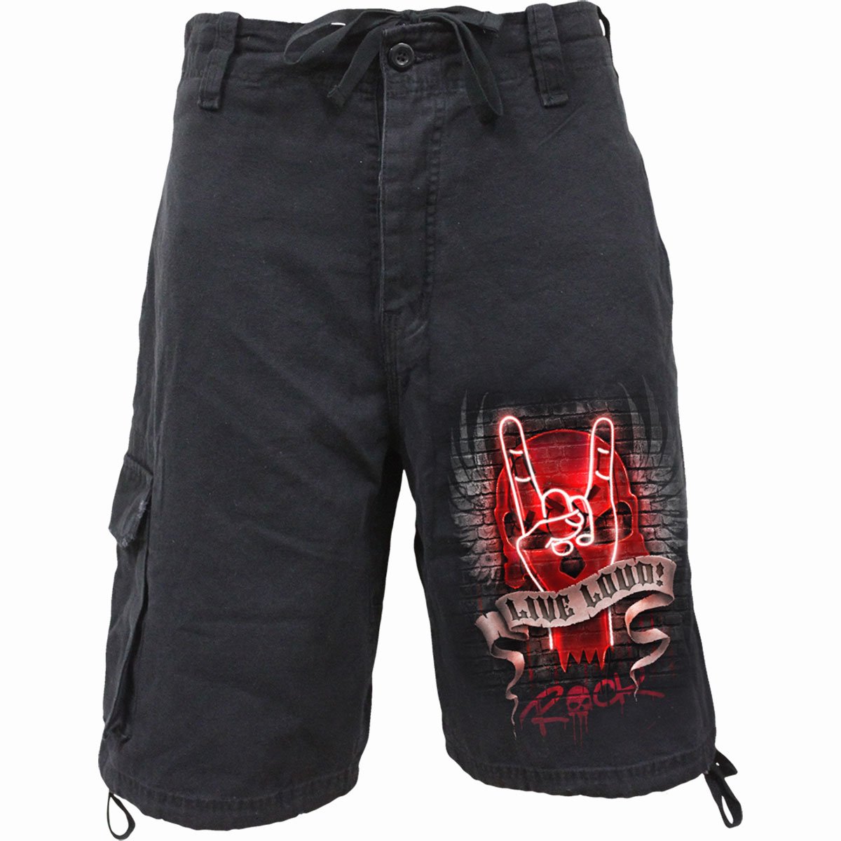 LIVE LOUD - Vintage Cargo Shorts Black - Spiral USA