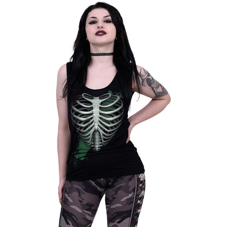 HEART RIBS - GLOW IN THE DARK - Top con retro a rasoio nero