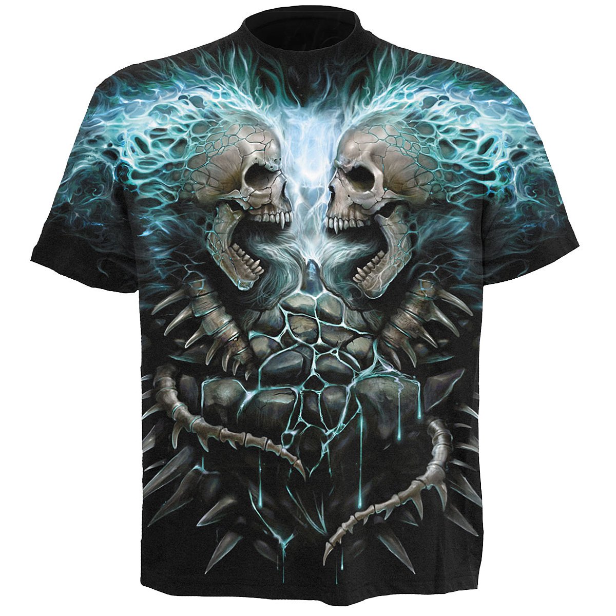 FLAMING SPINE - Allover T-Shirt Black - Spiral USA