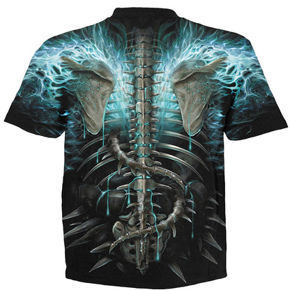 FLAMING SPINE - Allover T-Shirt Black - Spiral USA