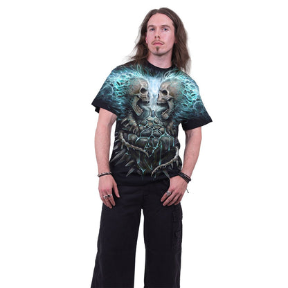 FLAMING SPINE - Allover T-Shirt Black - Spiral USA